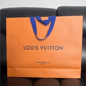 Louis Vuitton Orange Tote with Blue Handles
